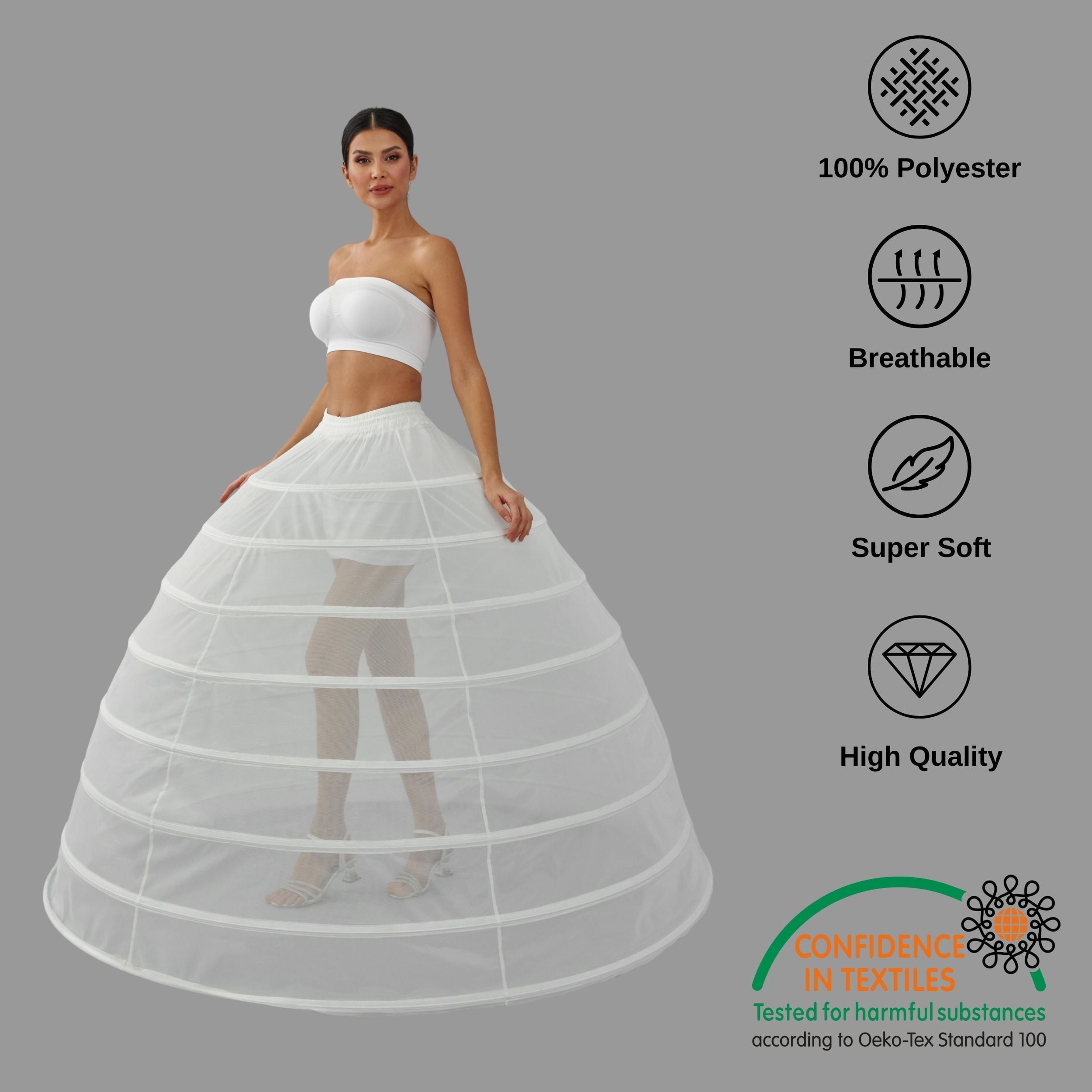 Hoop Skirt ,Wedding Dress Underskirt, White Petticoat Skirt – Bridal Port, view 2