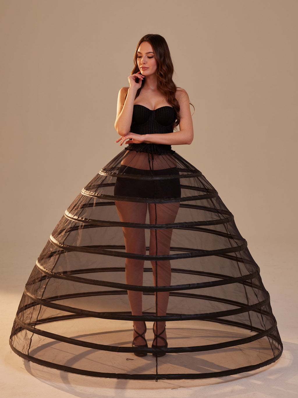 Black Hoop Skirt ,Ball Gown Crinoline, Black Petticoat Skirt – Bridal Port, view 4