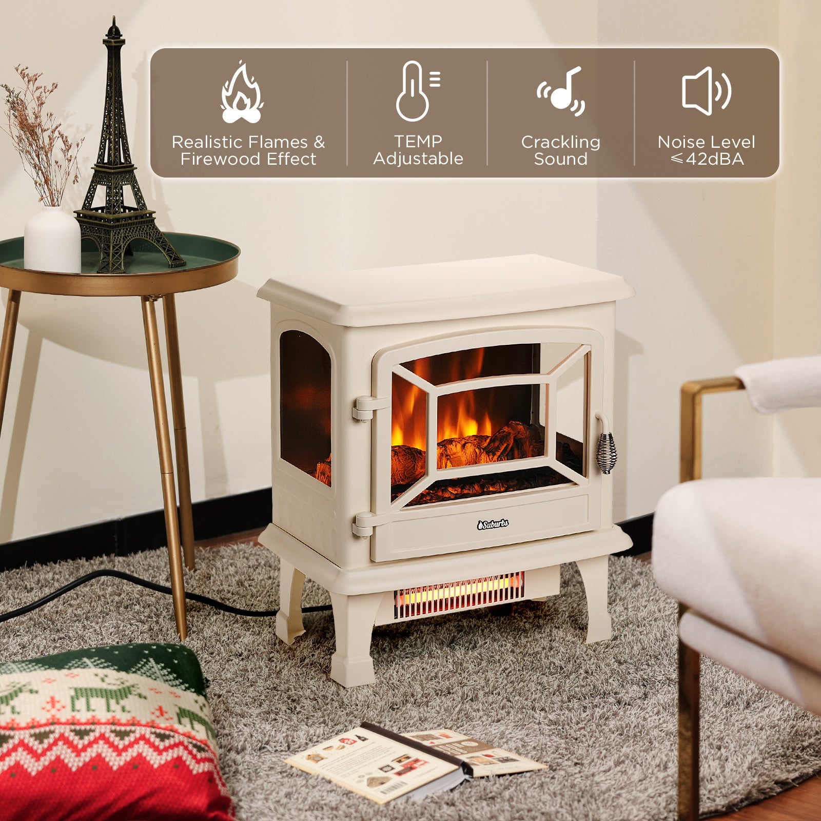 Suburbs TS20-SD Electric Fireplace Stove Heater with Sound – TURBRO, view 11