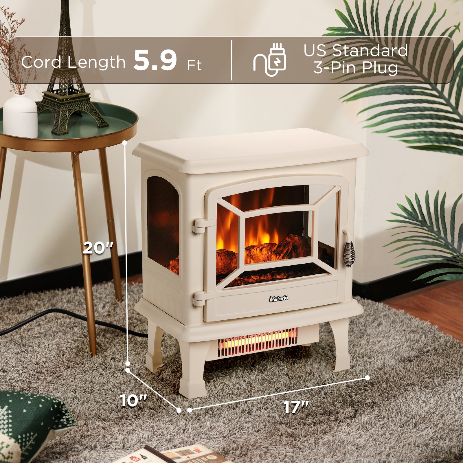 Suburbs TS20-SD Electric Fireplace Stove Heater with Sound – TURBRO, view 14