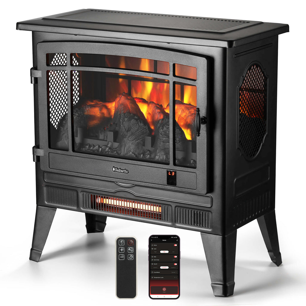 Suburbs TS25 Smart Electric Fireplace Stove Heater, WiFi Enabled – TURBRO