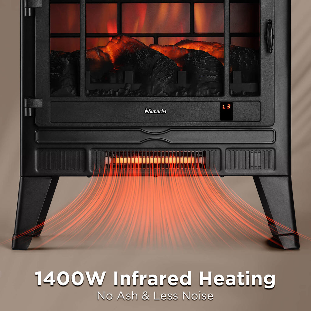 Suburbs TS25 Smart Electric Fireplace Stove Heater, WiFi Enabled – TURBRO, view 3