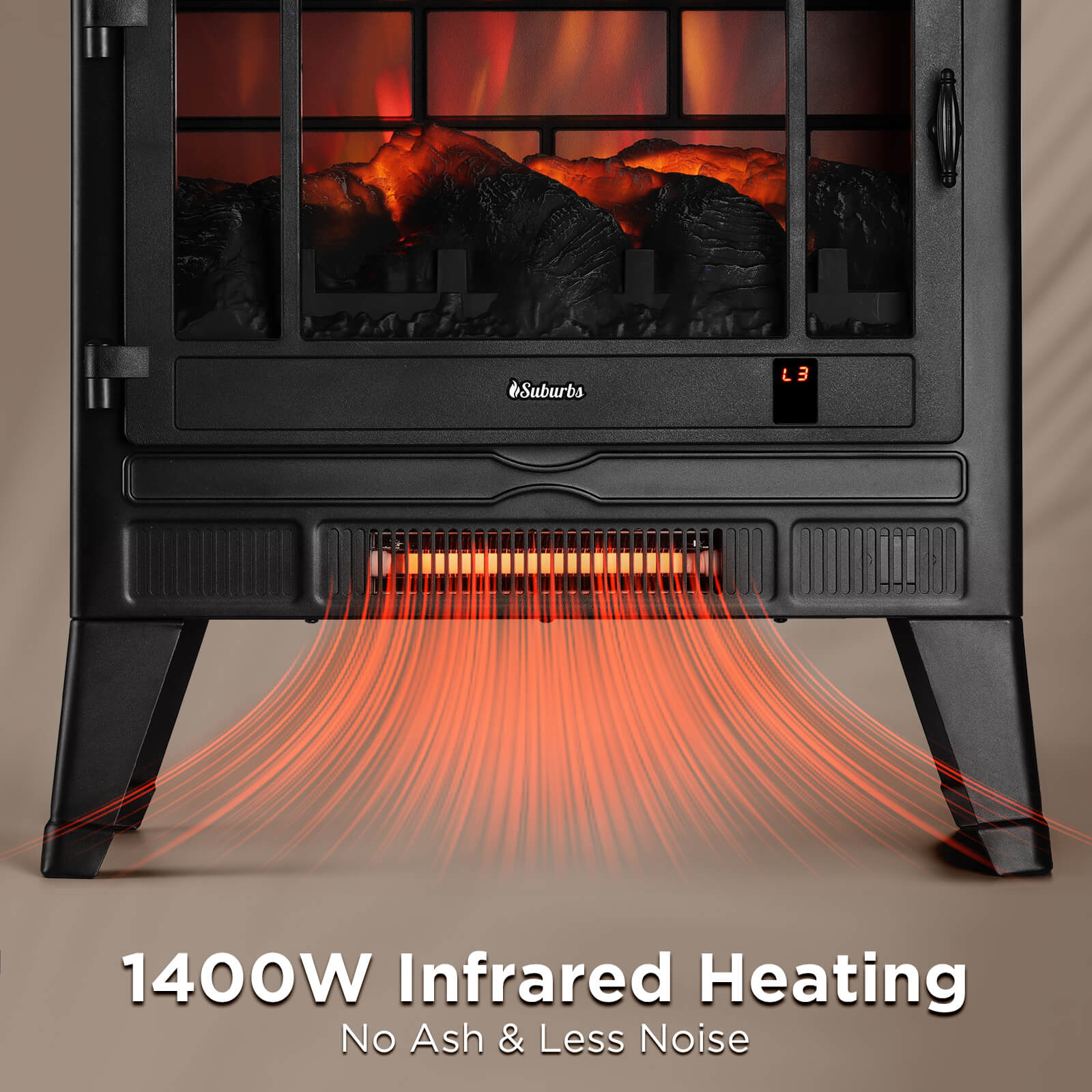 Suburbs TS25 Smart Electric Fireplace Stove Heater, WiFi Enabled – TURBRO, view 3