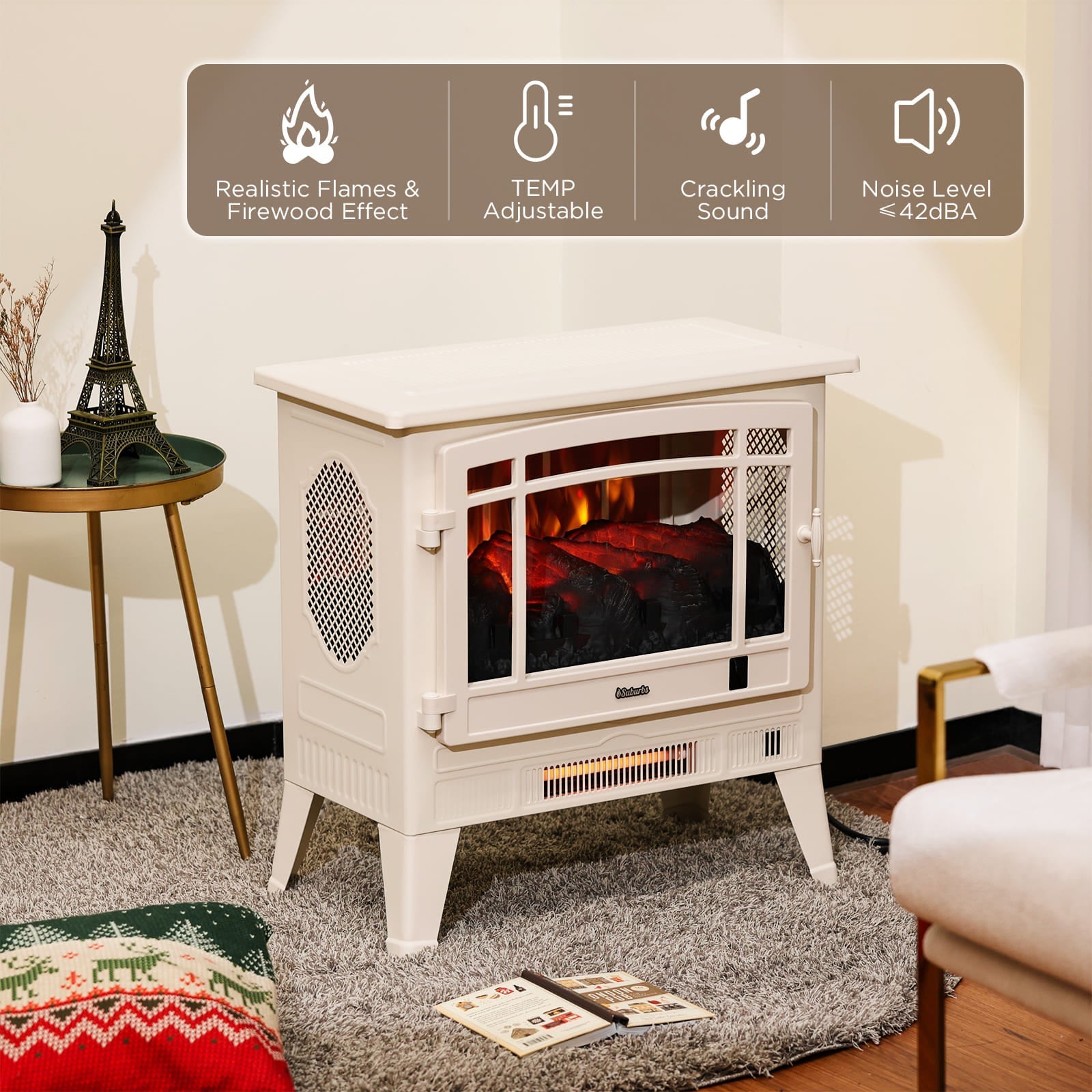 Suburbs TS25 Smart Electric Fireplace Stove Heater, WiFi Enabled – TURBRO, view 10