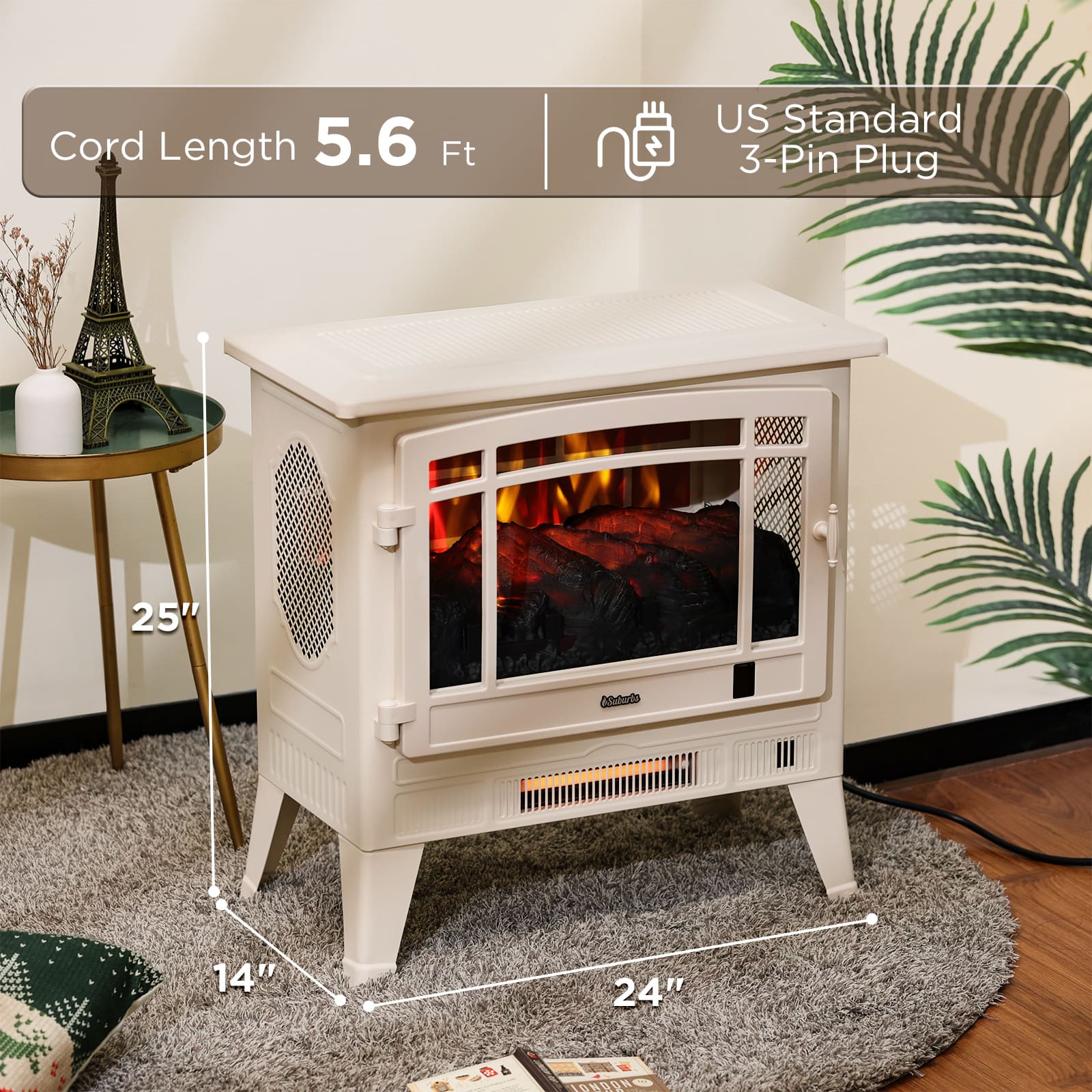 Suburbs TS25 Smart Electric Fireplace Stove Heater, WiFi Enabled – TURBRO, view 14