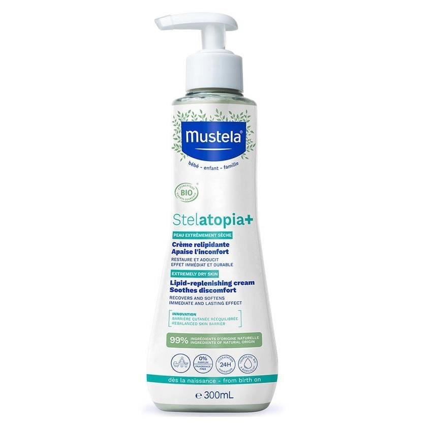 Mustela Stelatopia Lipid Replenishing Cream for Dry Skin - Natural, Vegan, and Fragrance-Free Moisturizer for Babies and Adults