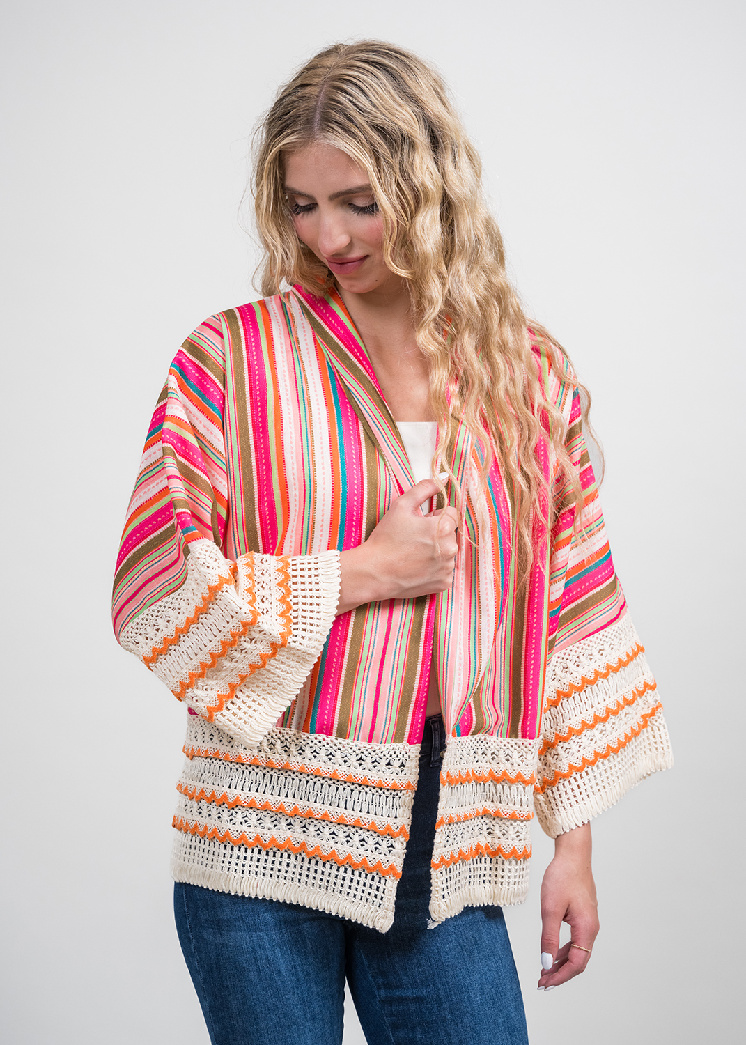 KADOU BOUTIQUE Trisha Crochet Detail Jacket — main product shot