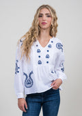 KADOU BOUTIQUE Long Sleeve Embroidered Blouse — main product shot