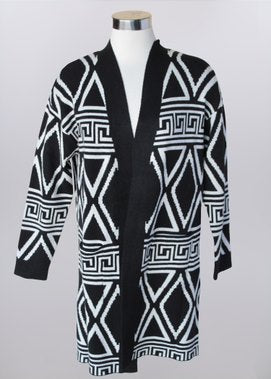 KADOU BOUTIQUE Geometric Open Front Cardigan — main product shot