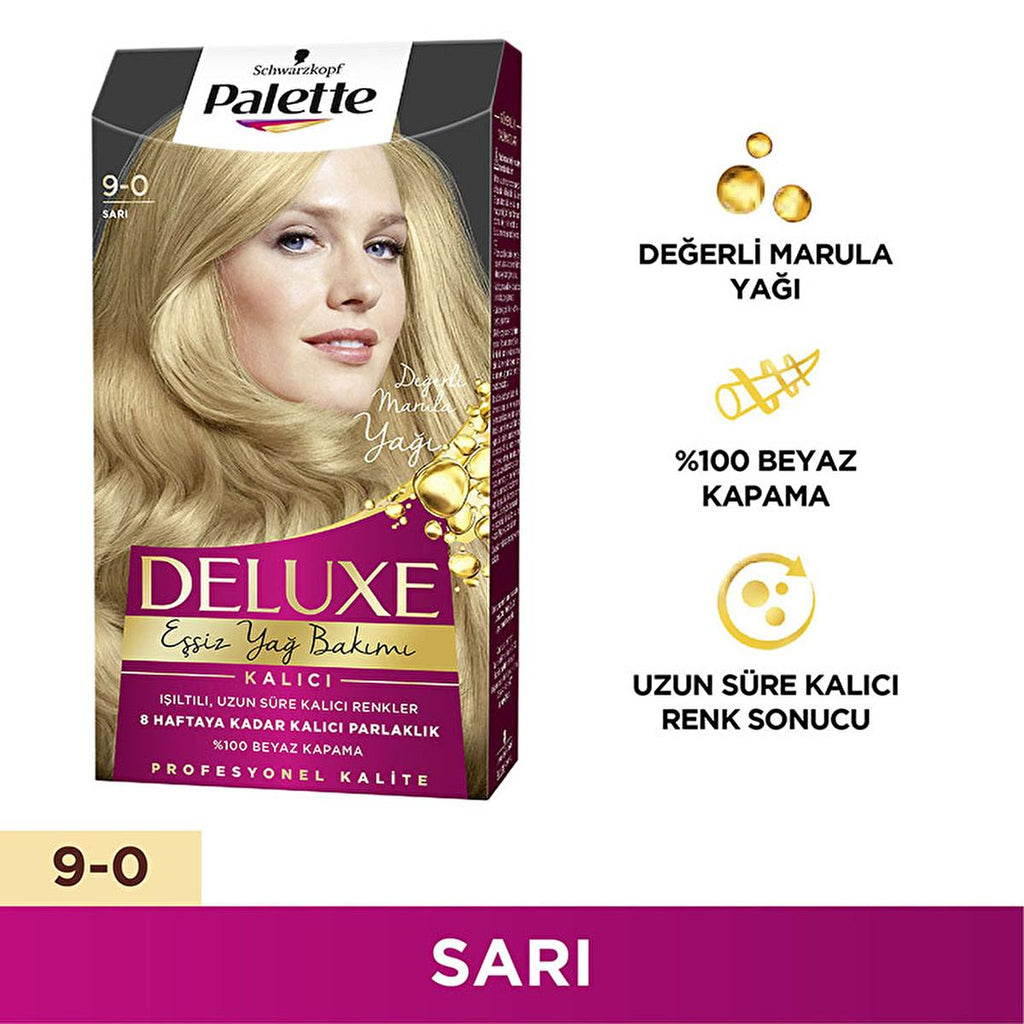 Palette Deluxe Hair Dye 9-0 Blonde - Long-Lasting Rich Color & Nourishment