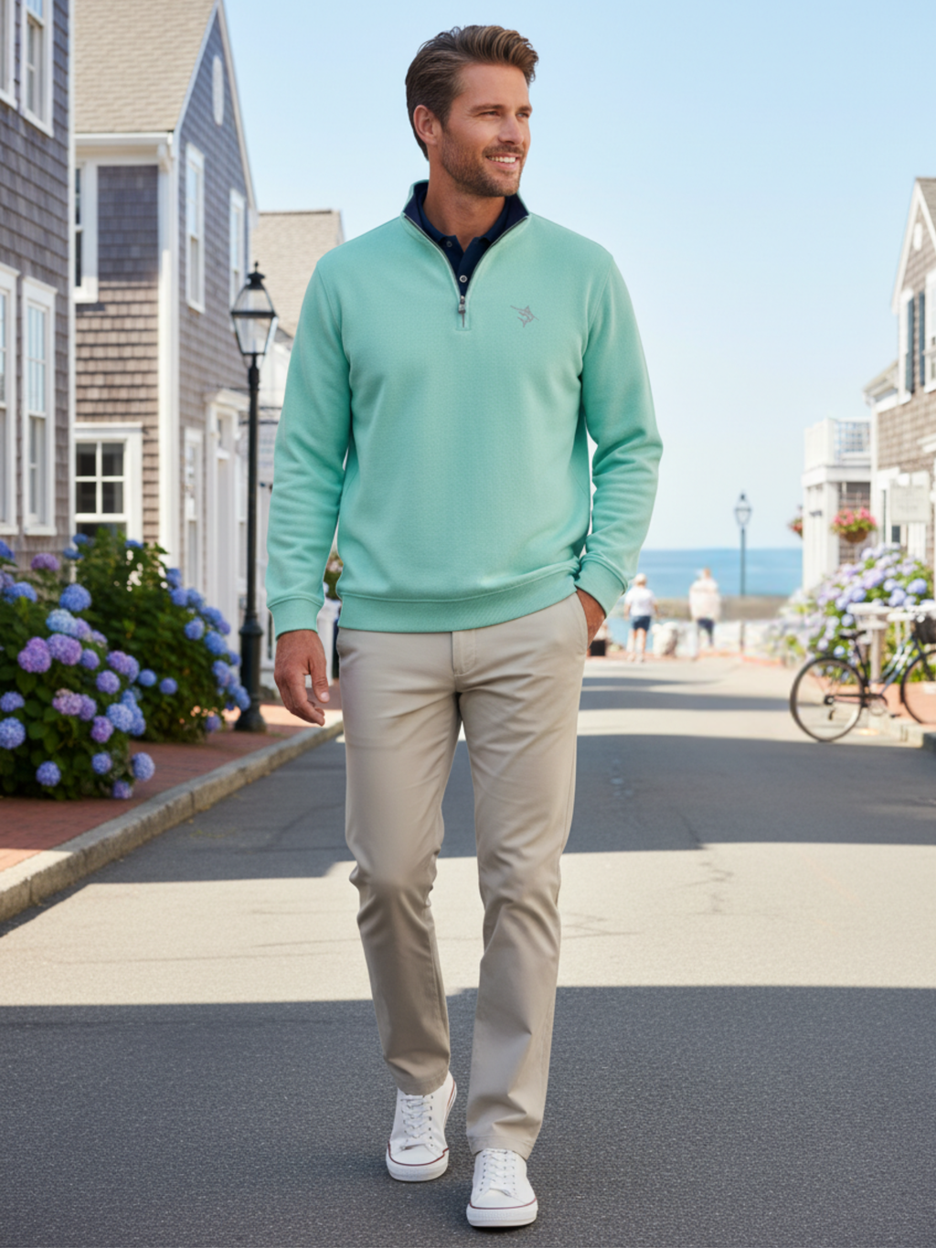 White Water Life Turnberry Quarter Zip Smooth Knit — construction detail