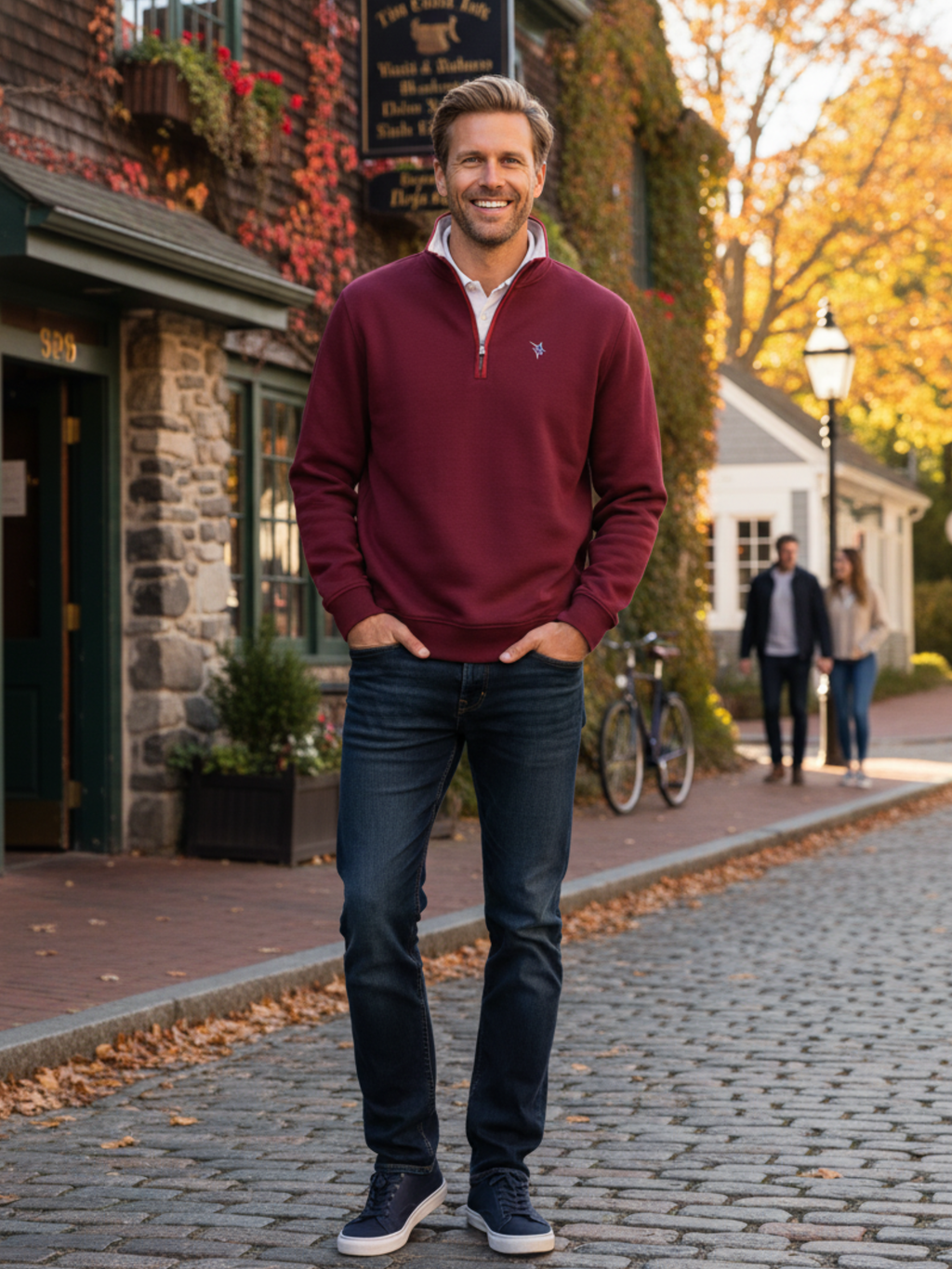 White Water Life Turnberry Quarter Zip Smooth Knit — lifestyle context
