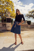 profile-nyc DENIM PLEAT KILT SKIRT WITH TIE — main product shot