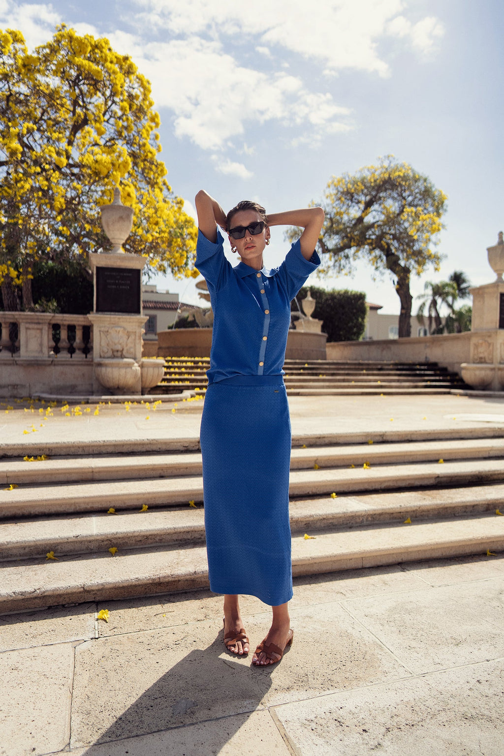 profile-nyc EYELET KNIT POLO — lifestyle context