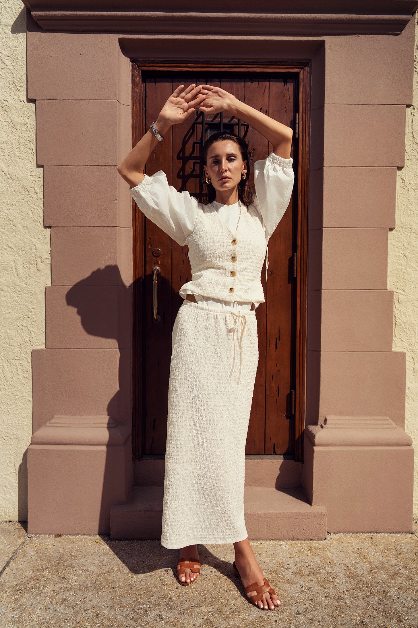 profile-nyc CRINKLE CREAM SKIRT — main product shot