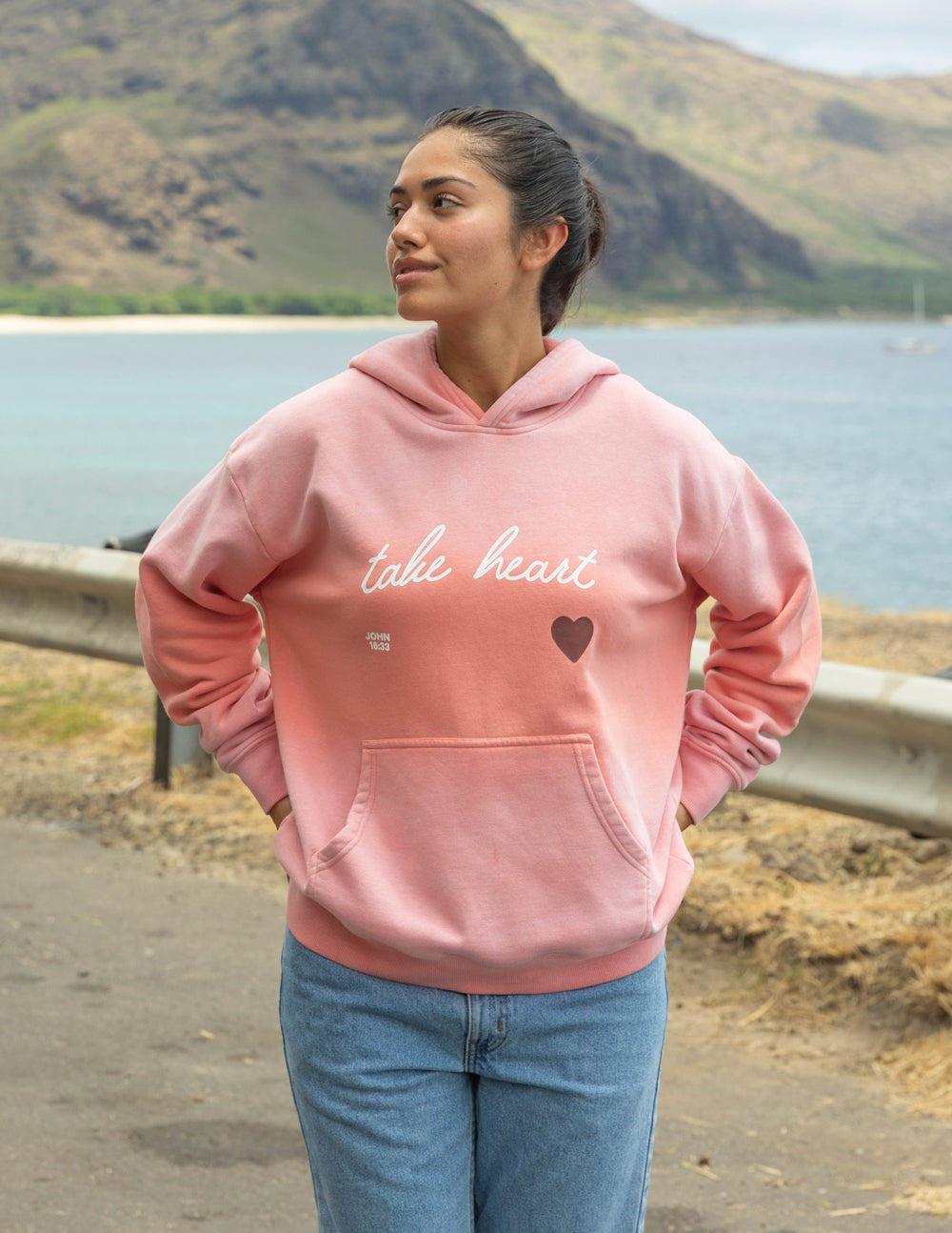 Elevated Faith Take Heart Unisex Hoodie — construction detail