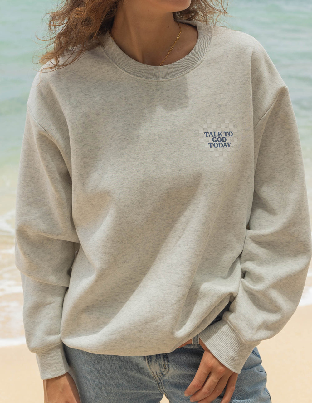 Elevated Faith Talk to God Unisex Crewneck — detail close-up