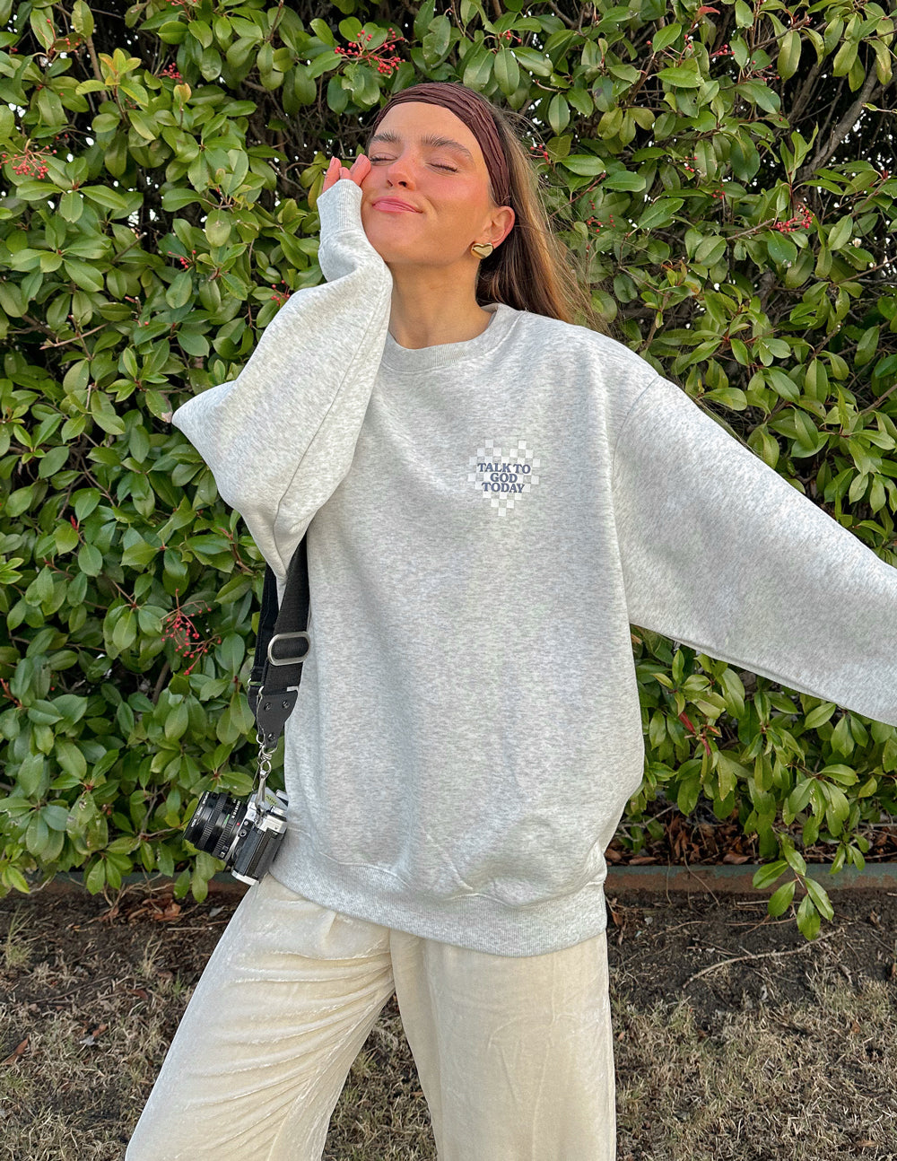 Elevated Faith Talk to God Unisex Crewneck — product on model