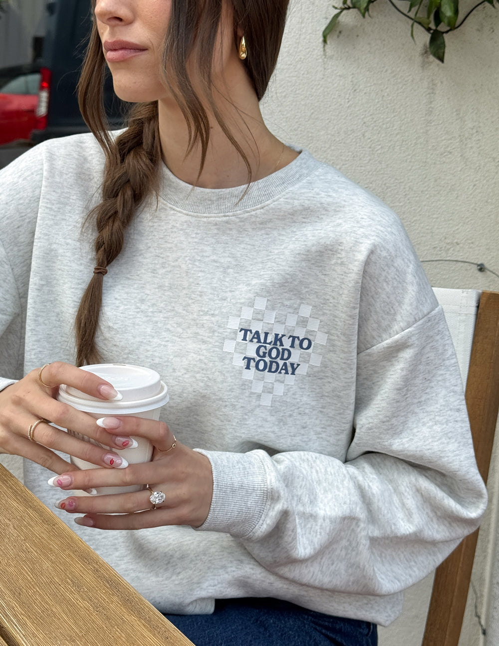 Elevated Faith Talk to God Unisex Crewneck — in-use photo