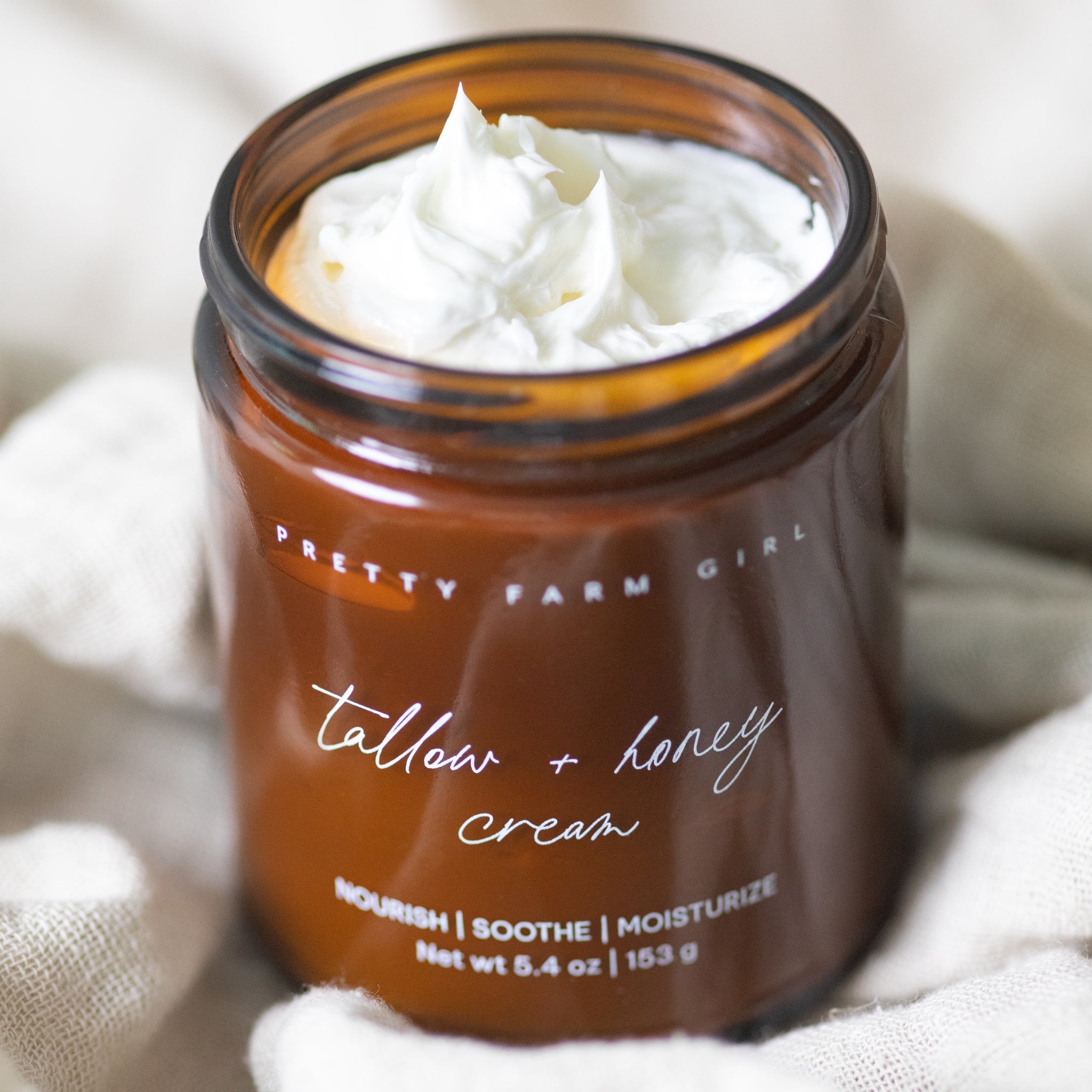 Pretty farm girl Fragrance Free Tallow + Honey Cream for Sensitive Skin — detail close-up