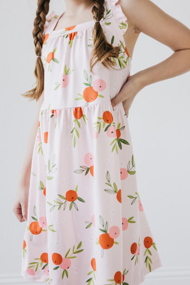Mila & Rose ® Tangerine Ruffle Cross Back Dress — main product shot