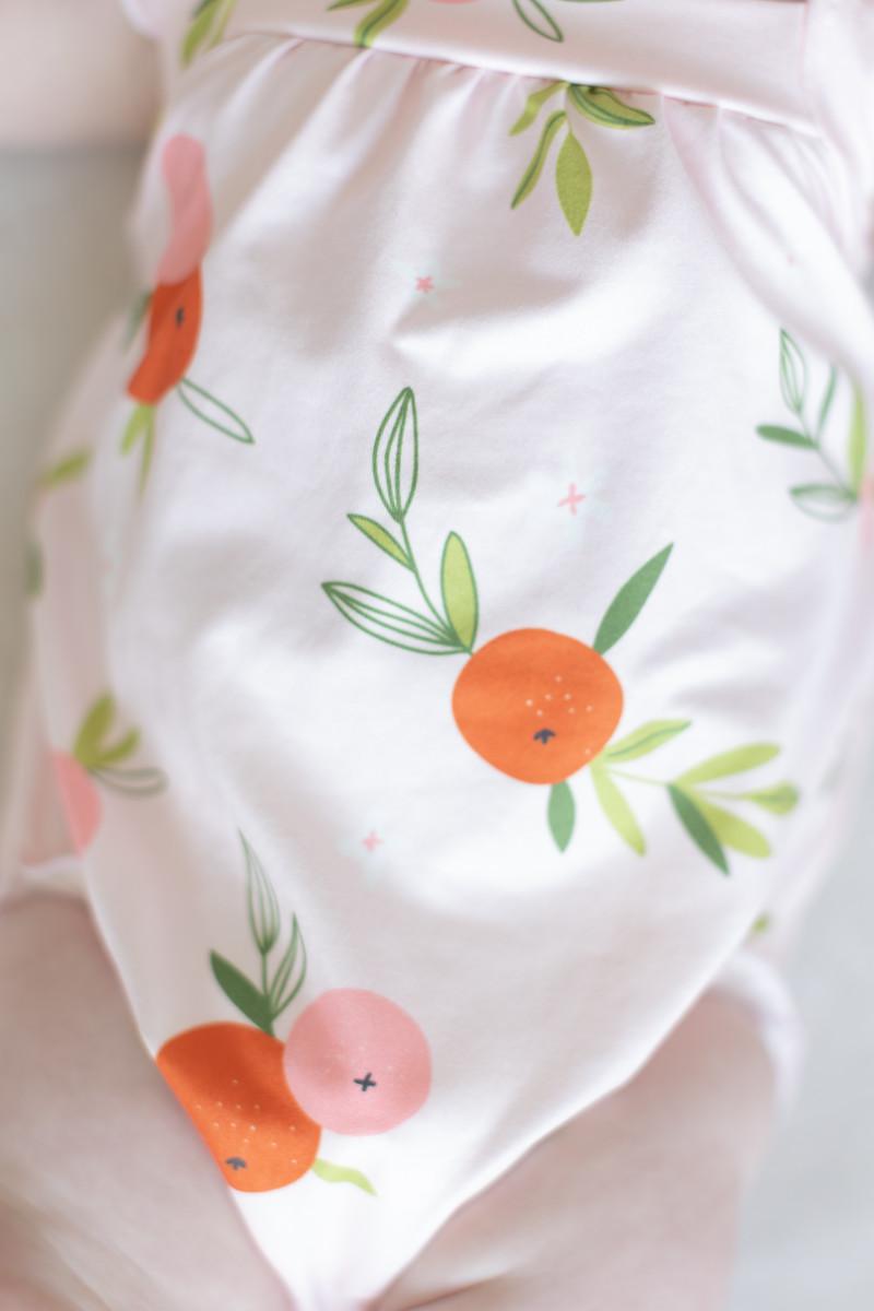 Mila & Rose ® Tangerine Ruffle Cross Back Romper — side view