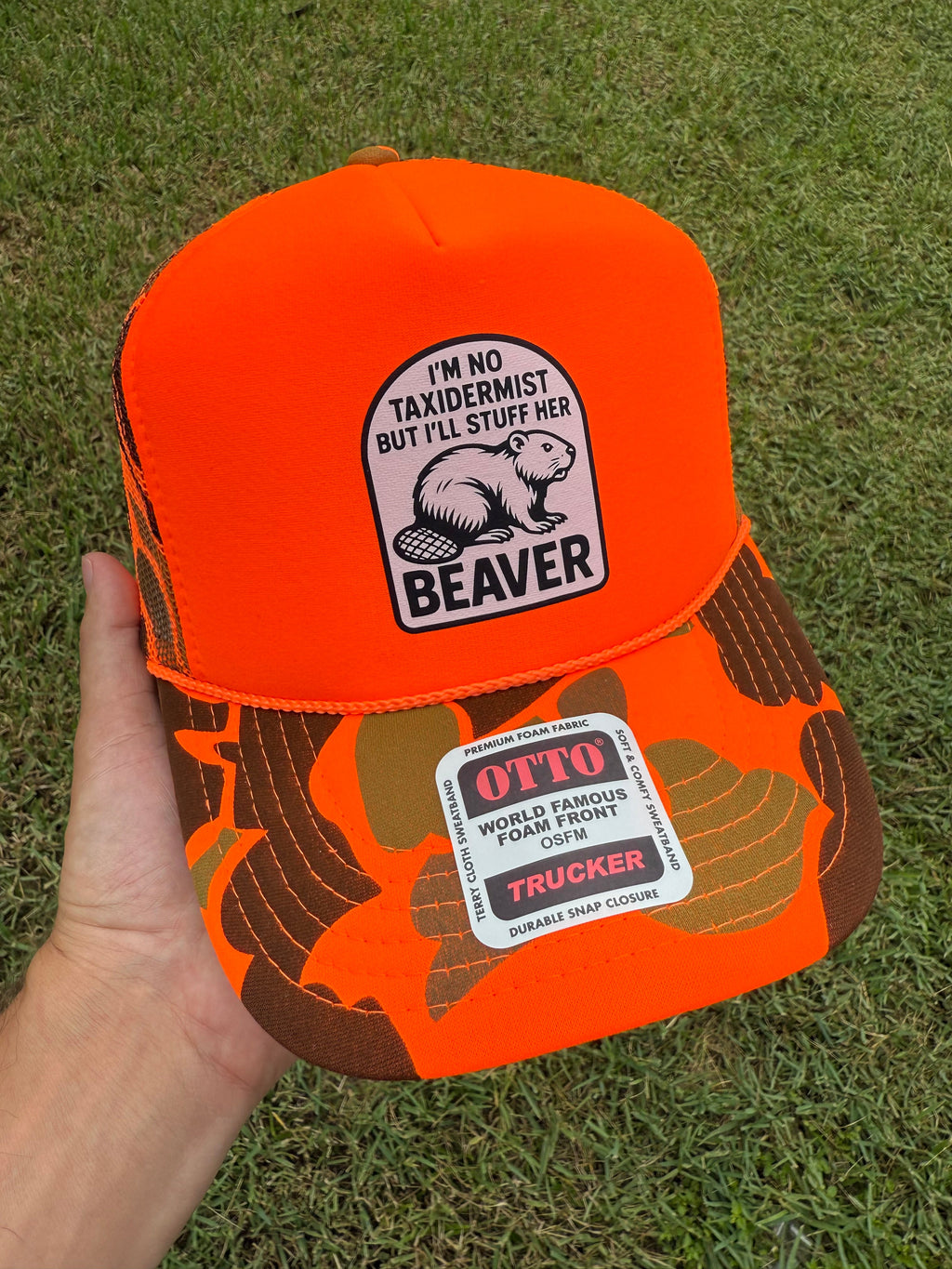 Luckless Outfitters Taxidermist Trucker Hat — product on model