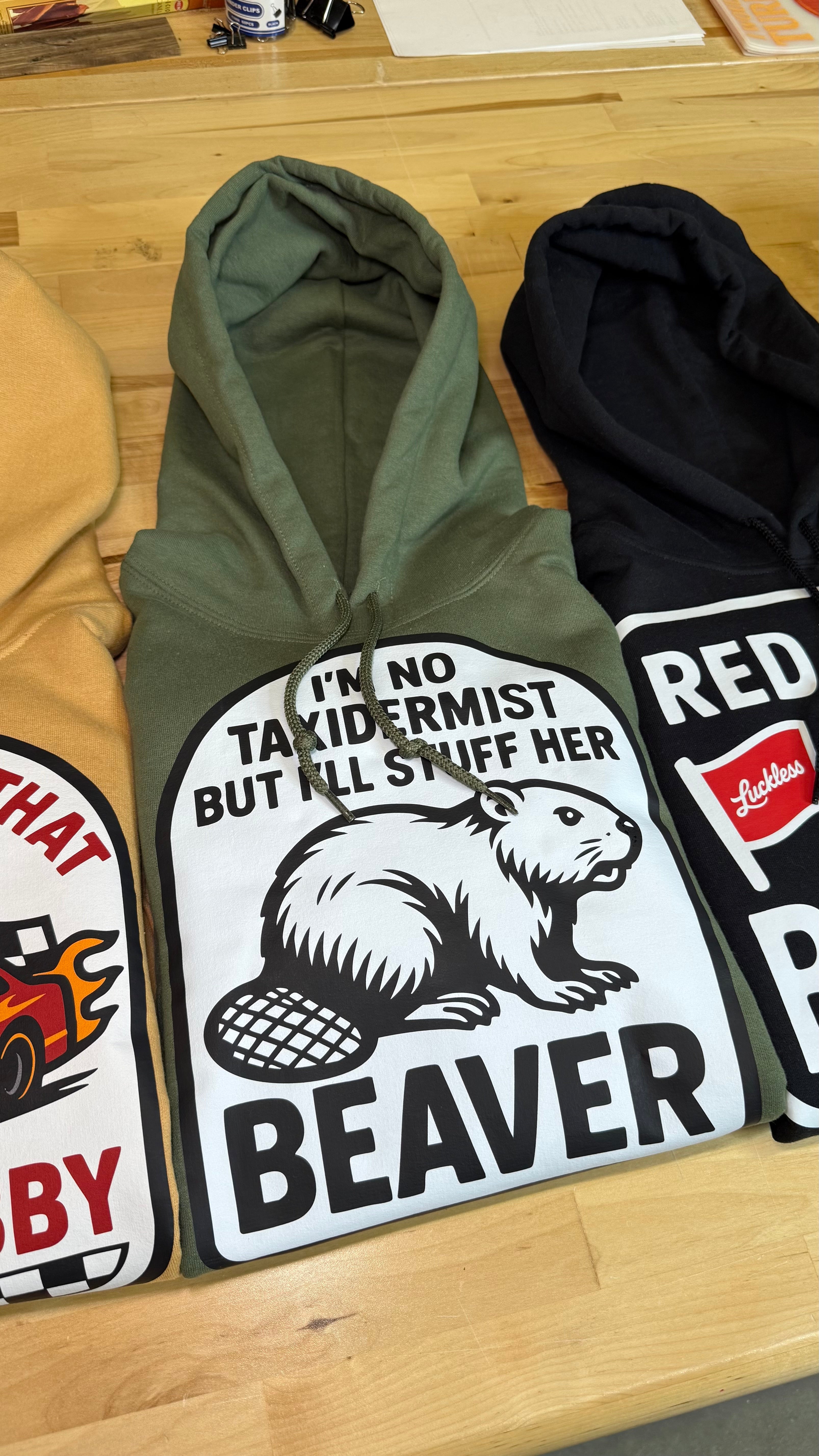 Luckless Outfitters Taxidermist Hoodie — color detail