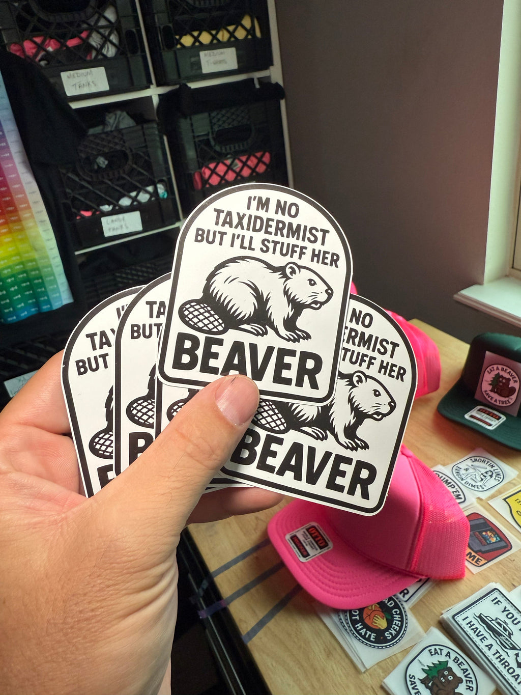 Luckless Outfitters Taxidermist Sticker — side view