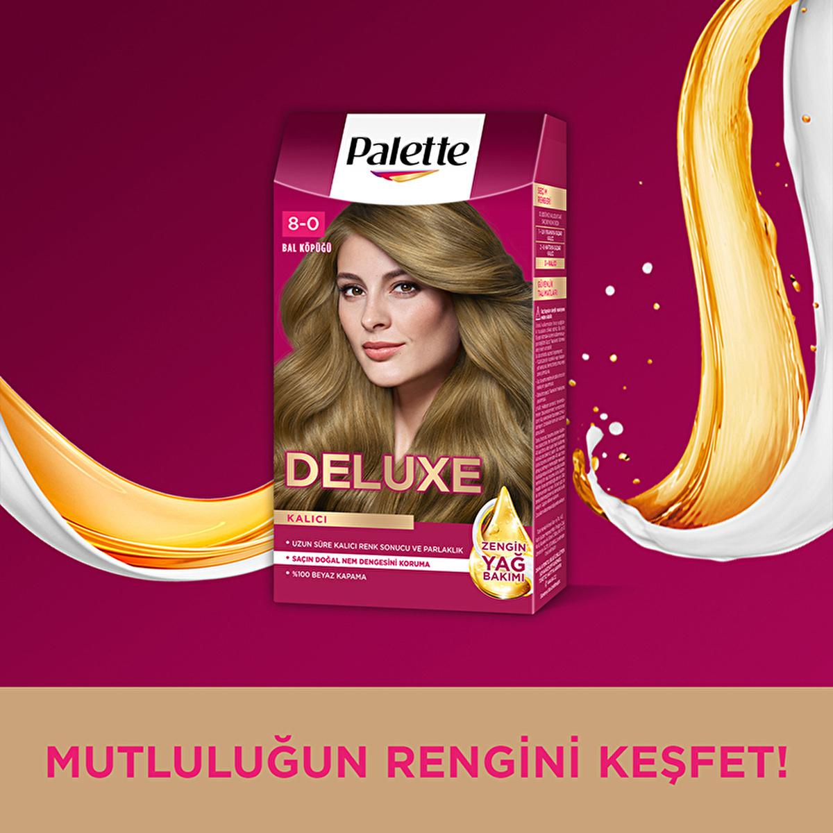 Palette Deluxe 8-0 Honey Blonde Hair Dye - Permanent, Long Lasting Color & Shine, Deep Nourishment with Oils