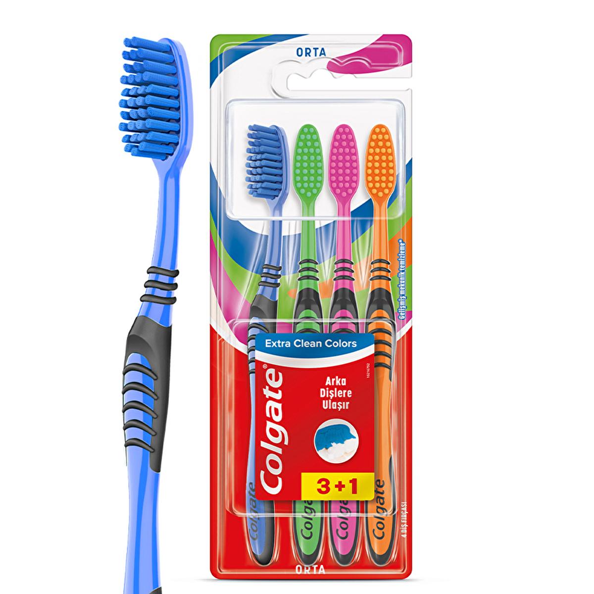 Colgate Manual Toothbrush with Tongue Cleaner - Extra Clean Colors for Effective Oral Hygiene