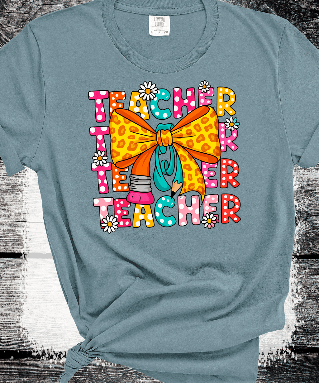 A Blessed Texas Mess Boutique A Blessed Texas Mess Boutique Back to school Teacher Pencil Coquette Bows — A Blessed Texas Mess Boutique branding close-up