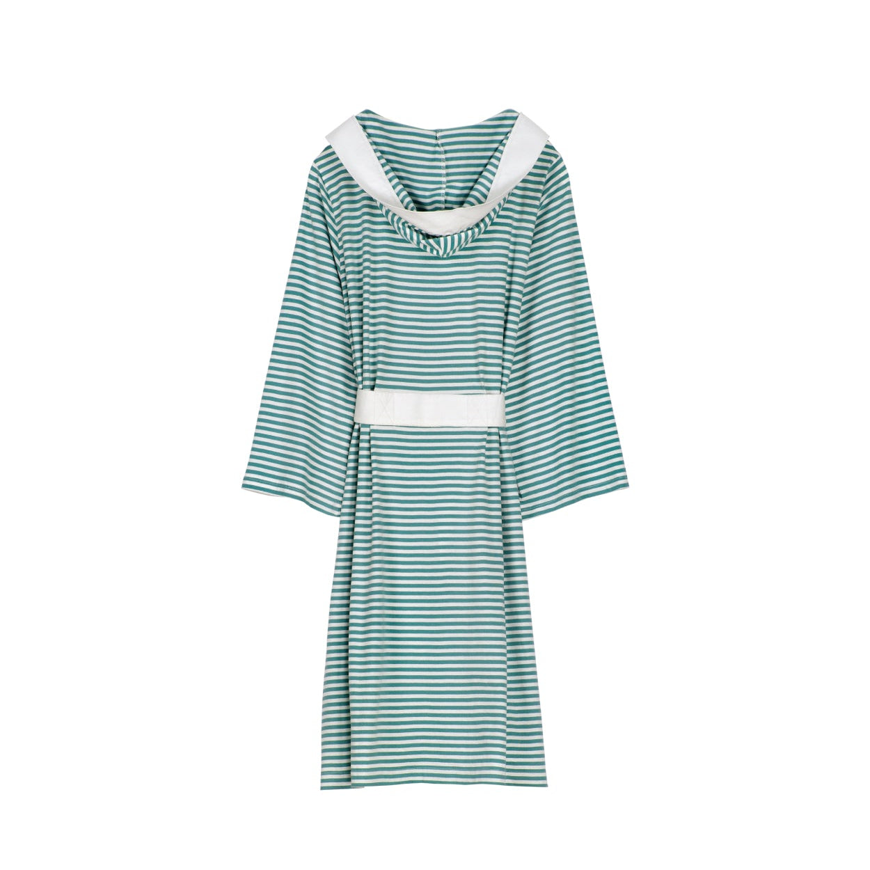 Seaside Serenity Stripe Organic Hooded Short Robe – Pure Fiber, view 15