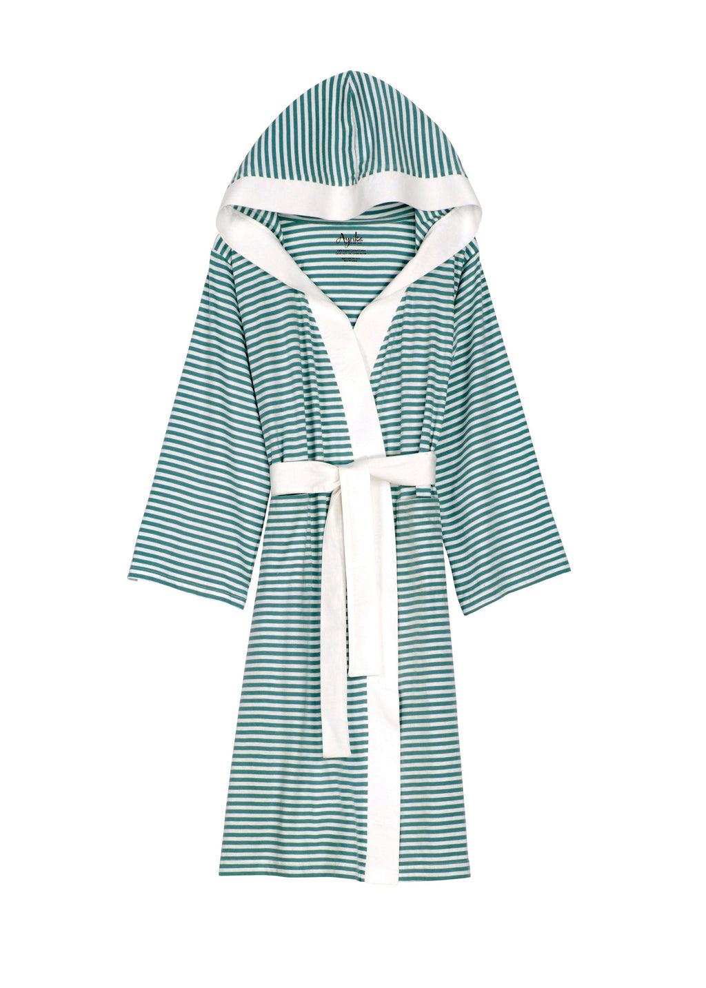 Seaside Serenity Stripe Organic Hooded Short Robe – Pure Fiber, view 9