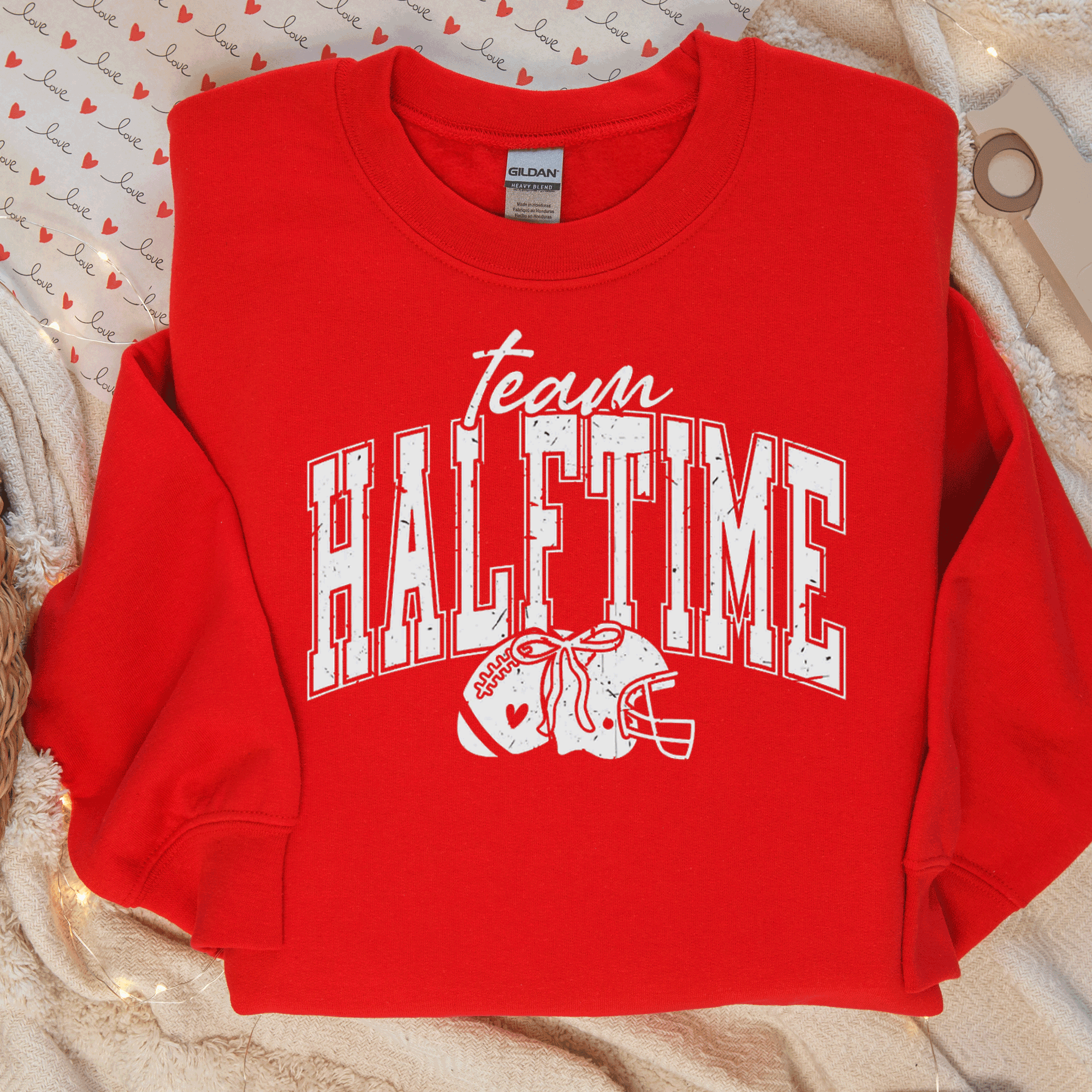 A Blessed Texas Mess Boutique Team Halftime Superbowl Party T-Shirt, Football Party Tee, Funny Game Day… — construction detail
