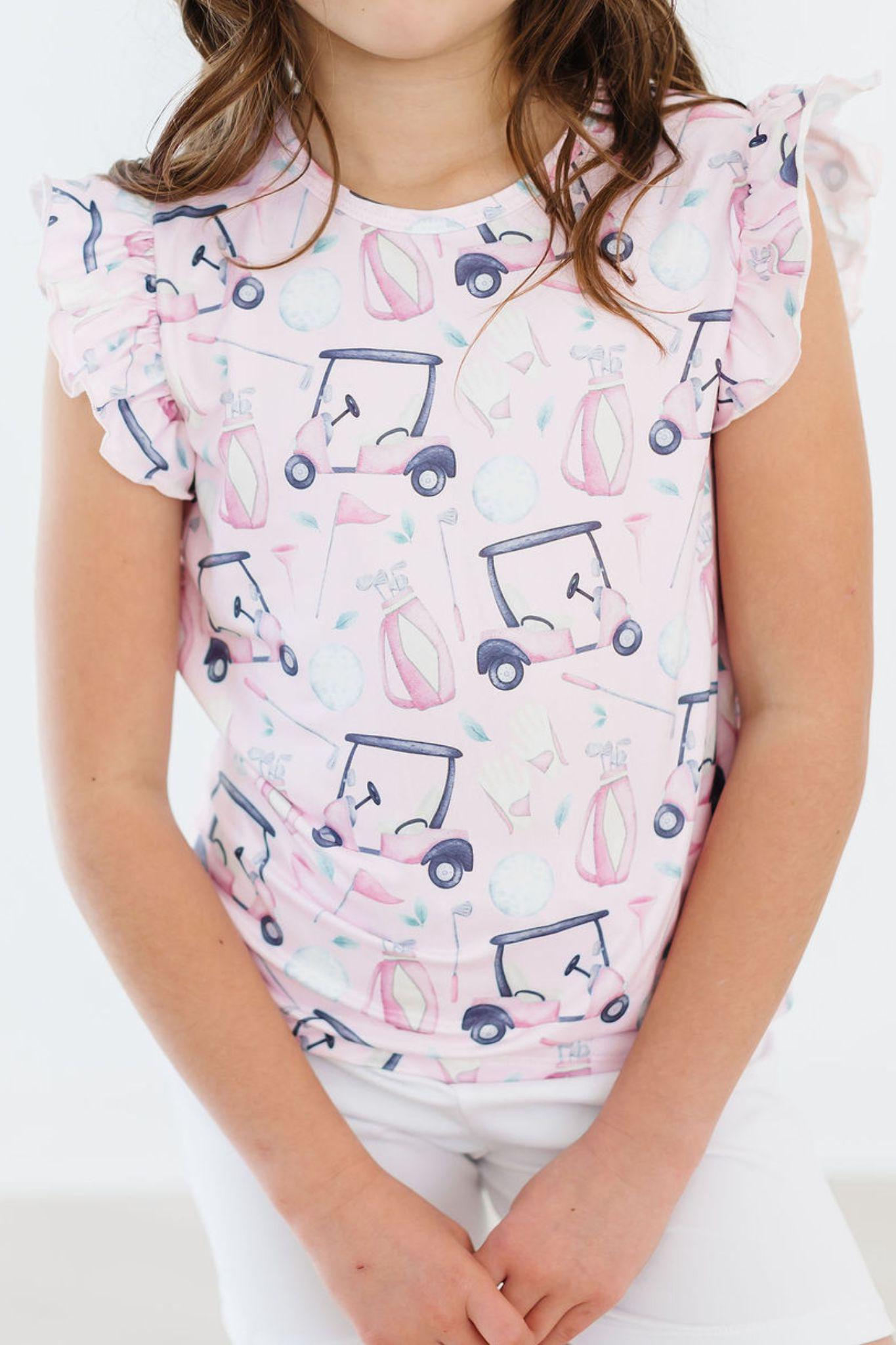 Mila & Rose ® Tee Time S/S Ruffle Tee — side view
