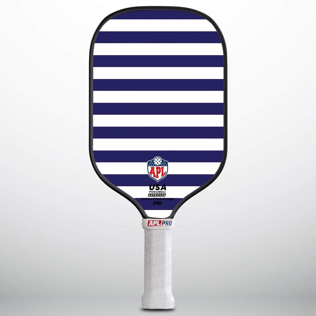 APL - White Blue Lines Pickleball Paddle | 16mm Carbon Fiber | Best Pickleball Paddles | American Pickleball League