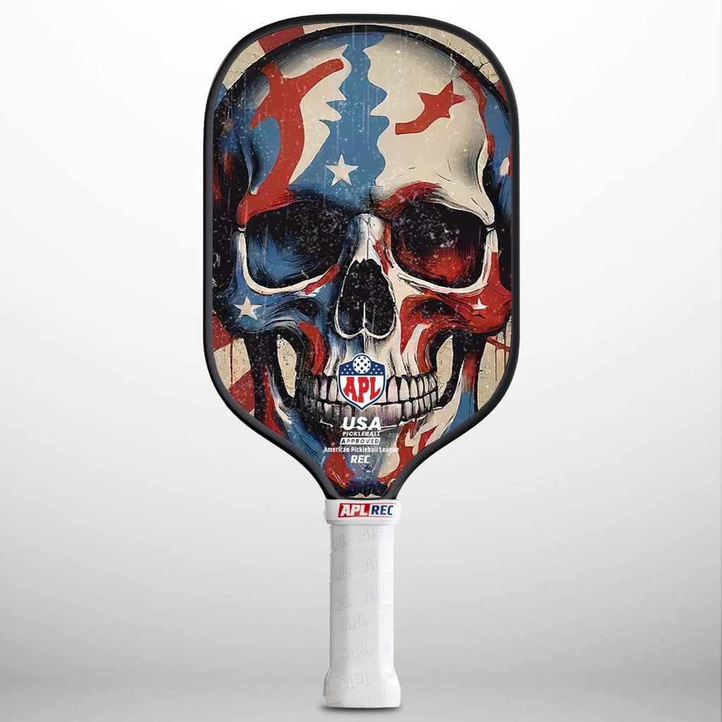 APL - Red Blue Colored Skull Pickleball Paddle | 16mm Carbon Fiber | Best Pickleball Paddles | American Pickleball League