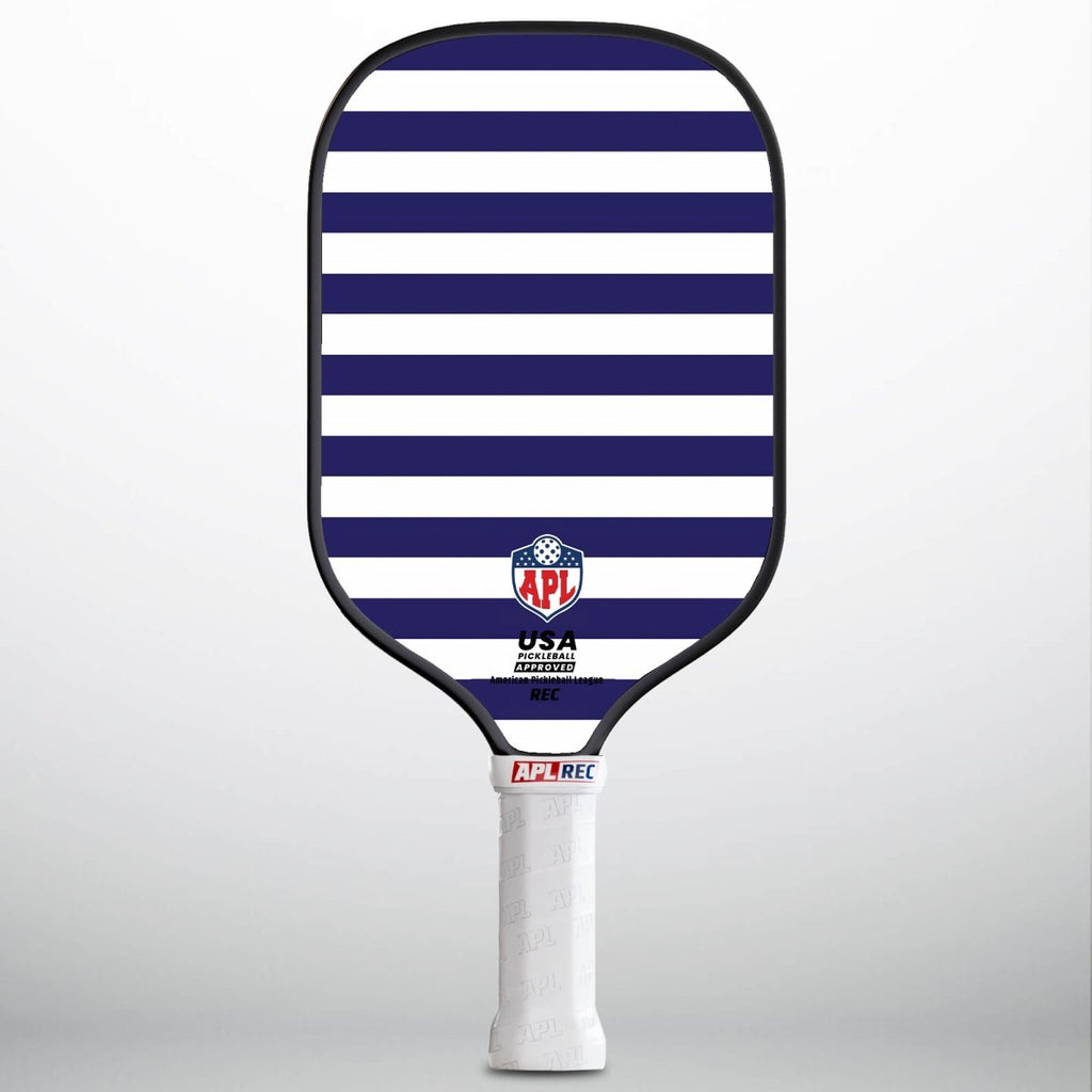 APL - White Blue Lines Pickleball Paddle | 16mm Carbon Fiber | Best Pickleball Paddles | American Pickleball League