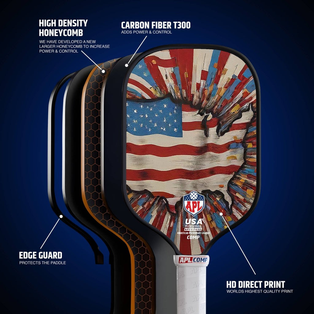 APL - US Map Pickleball Paddle | 16mm Carbon Fiber | Best Pickleball Paddles | American Pickleball League