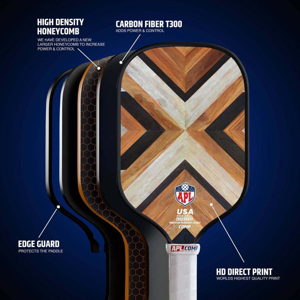 APL - Wooden Patterns Pickleball Paddle | 16mm Carbon Fiber | Best Pickleball Paddles | American Pickleball League