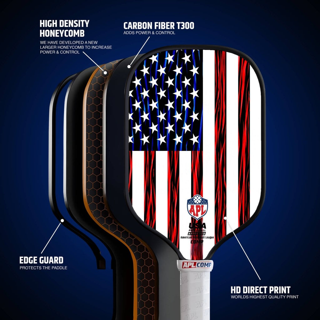 APL - US Flag Pickleball Paddle | 16mm Carbon Fiber | Best Pickleball Paddles | American Pickleball League