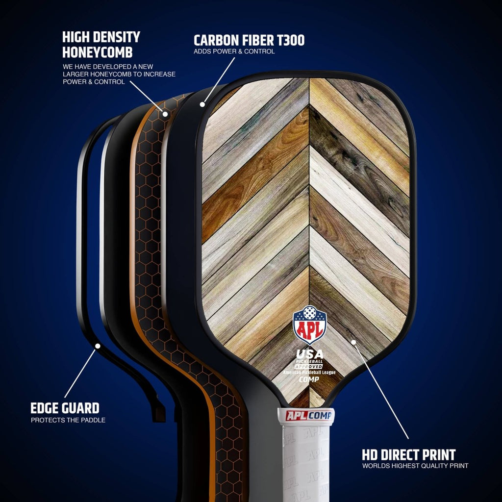 APL - Wooden Patterns Pickleball Paddle | 16mm Carbon Fiber | Best Pickleball Paddles | American Pickleball League