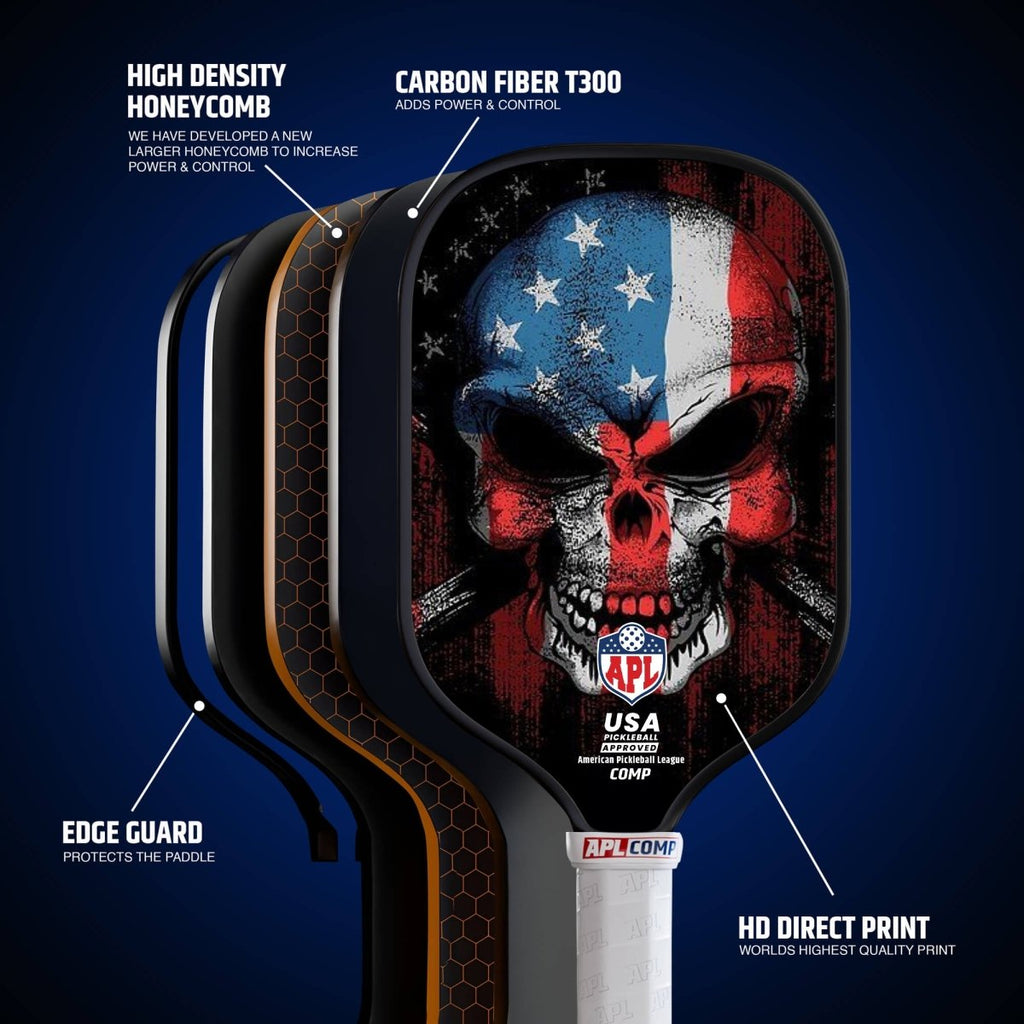 APL - Skull Flag Pickleball Paddle | 16mm Carbon Fiber | Best Pickleball Paddles | American Pickleball League