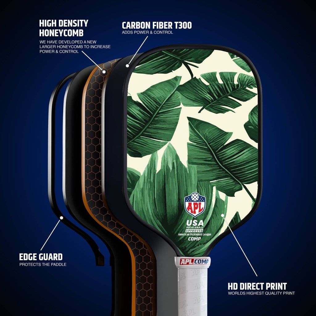 APL - Green Leaves Pickleball Paddle | 16mm Carbon Fiber | Best Pickleball Paddles | American Pickleball Leage