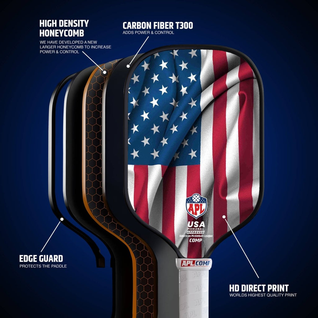 APL - US Flag Pickleball Paddle | 16mm Carbon Fiber | Best Pickleball Paddles | American Pickleball League