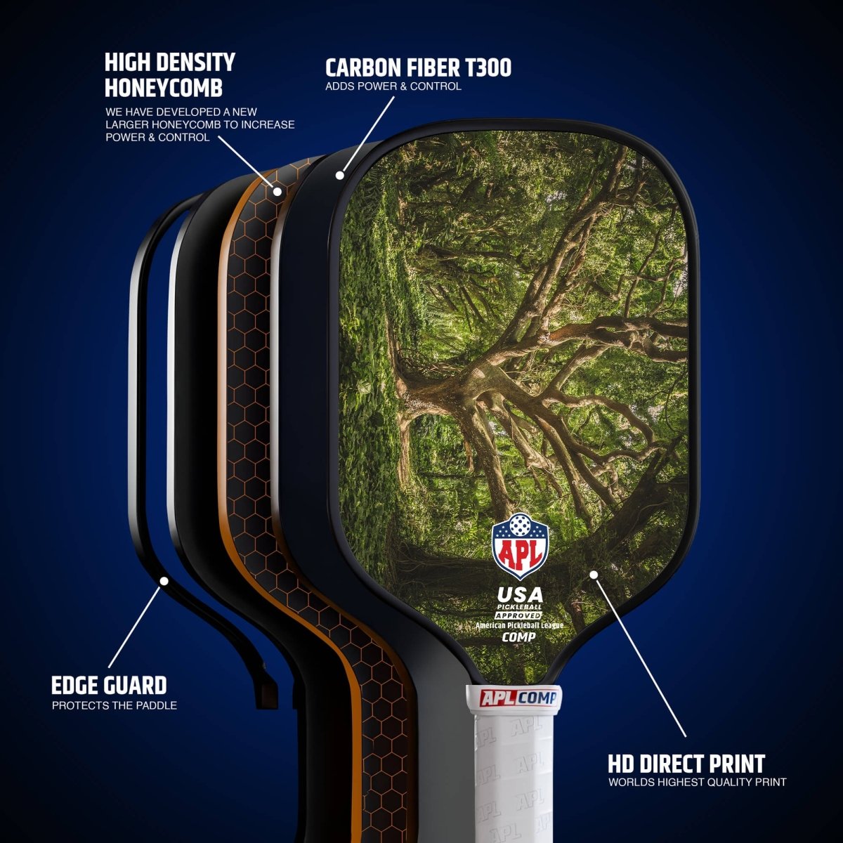APL - Tree Pickleball Paddle | 16mm Carbon Fiber | Best Pickleball Paddles | American Pickleball League