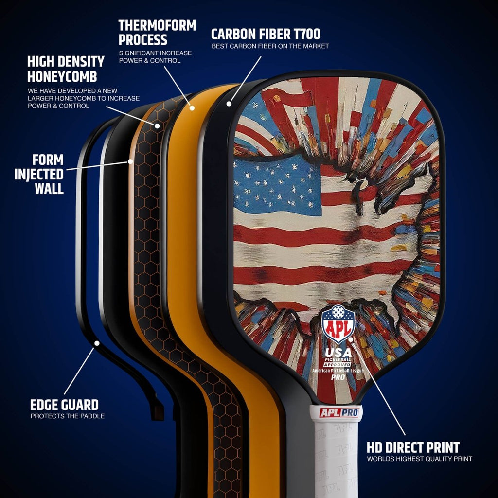APL - US Map Pickleball Paddle | 16mm Carbon Fiber | Best Pickleball Paddles | American Pickleball League