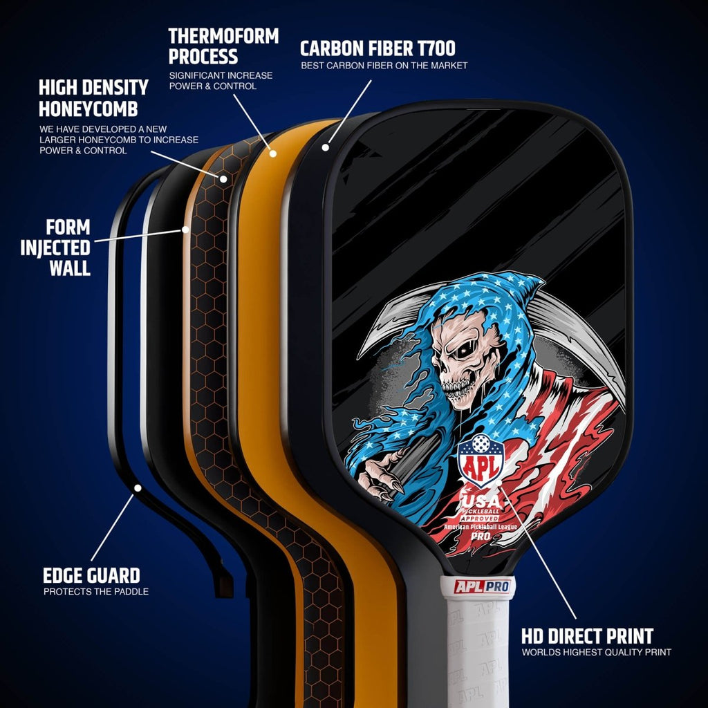 APL - Skull Flag Pickleball Paddle | 16mm Carbon Fiber | Best Pickleball Paddles | American Pickleball League