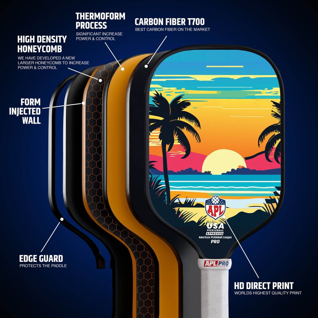 APL - Sunset Pickleball Paddles | 16mm Carbon Fiber | Best Pickleball Paddles | American Pickleball League